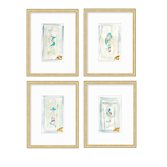 Original Abstract Artwork, Set of 4, Mixed Media, 5" x 7", Original Artwork, Pink Art, Blue Art, Neutral Artwork, Pastel Wall Decor