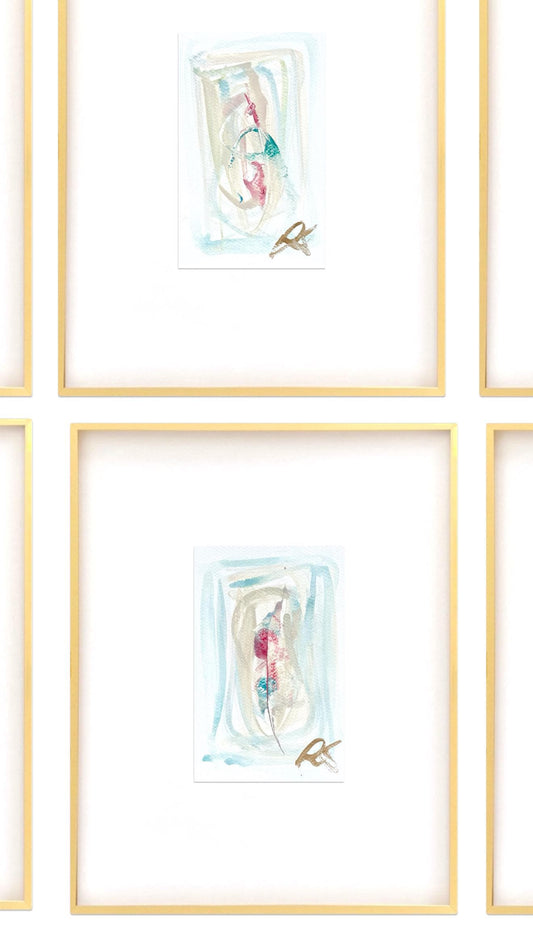 Original Abstract Artwork, Set of 6, Mixed Media, 5" x 7", Original Artwork, Pink Art, Blue Art, Neutral Artwork, Pastel Wall Decor