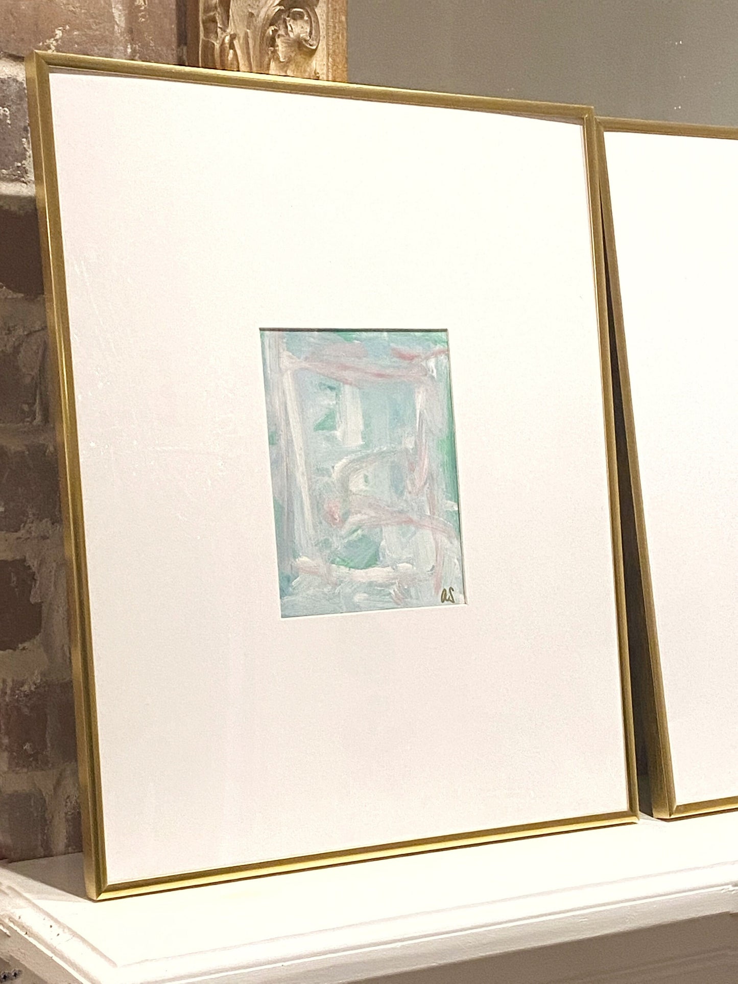 Custom Set of 3 Abstract Paintings (5”x7”) Framed in 16”x20” Gold Metal Gallery Frames