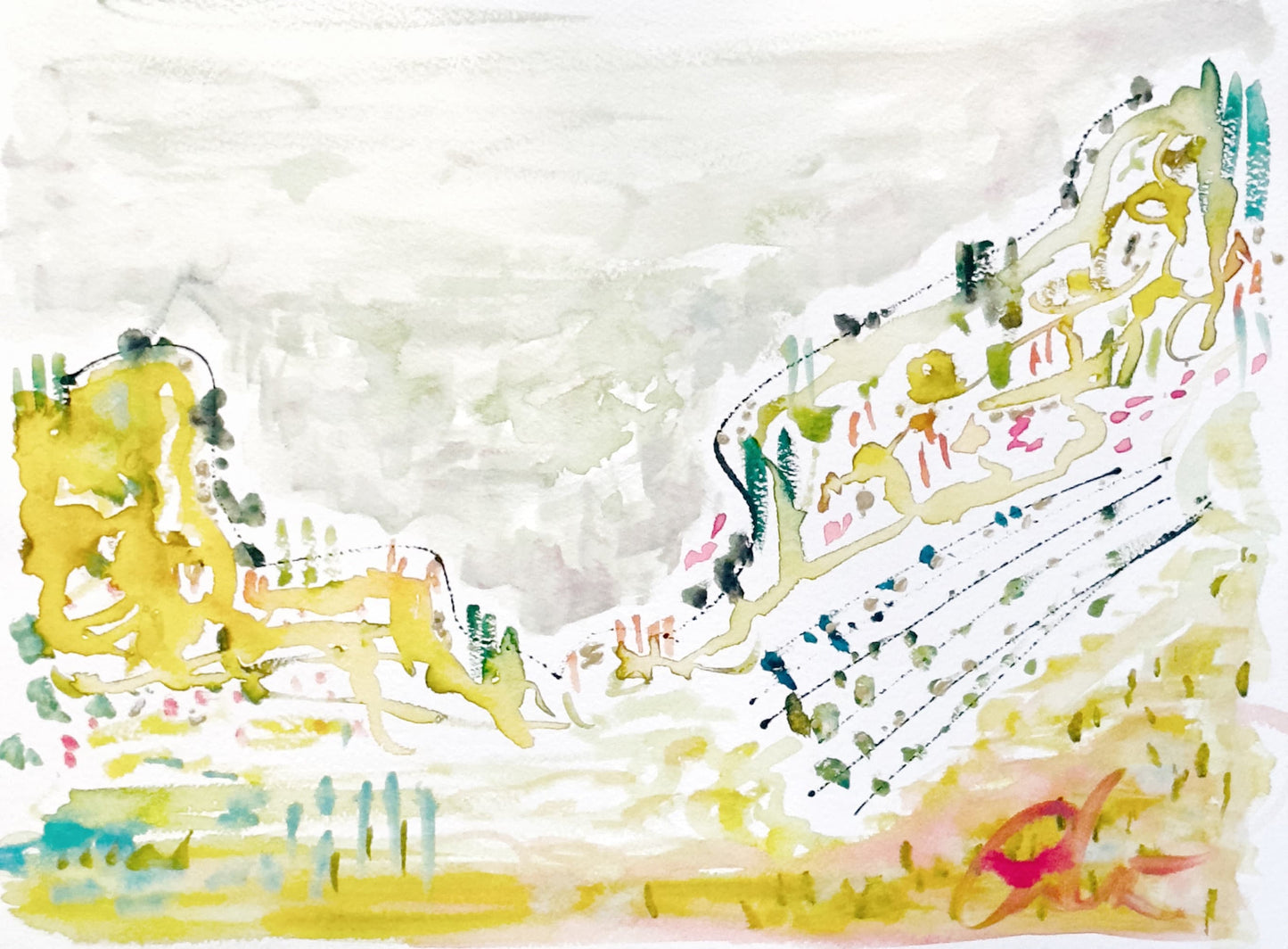 Abstract Watercolor Painting Landscape Painting, Abstract Art, Neutral Artwork, Watercolor Painting, Framed Artwork, Landscape Painting