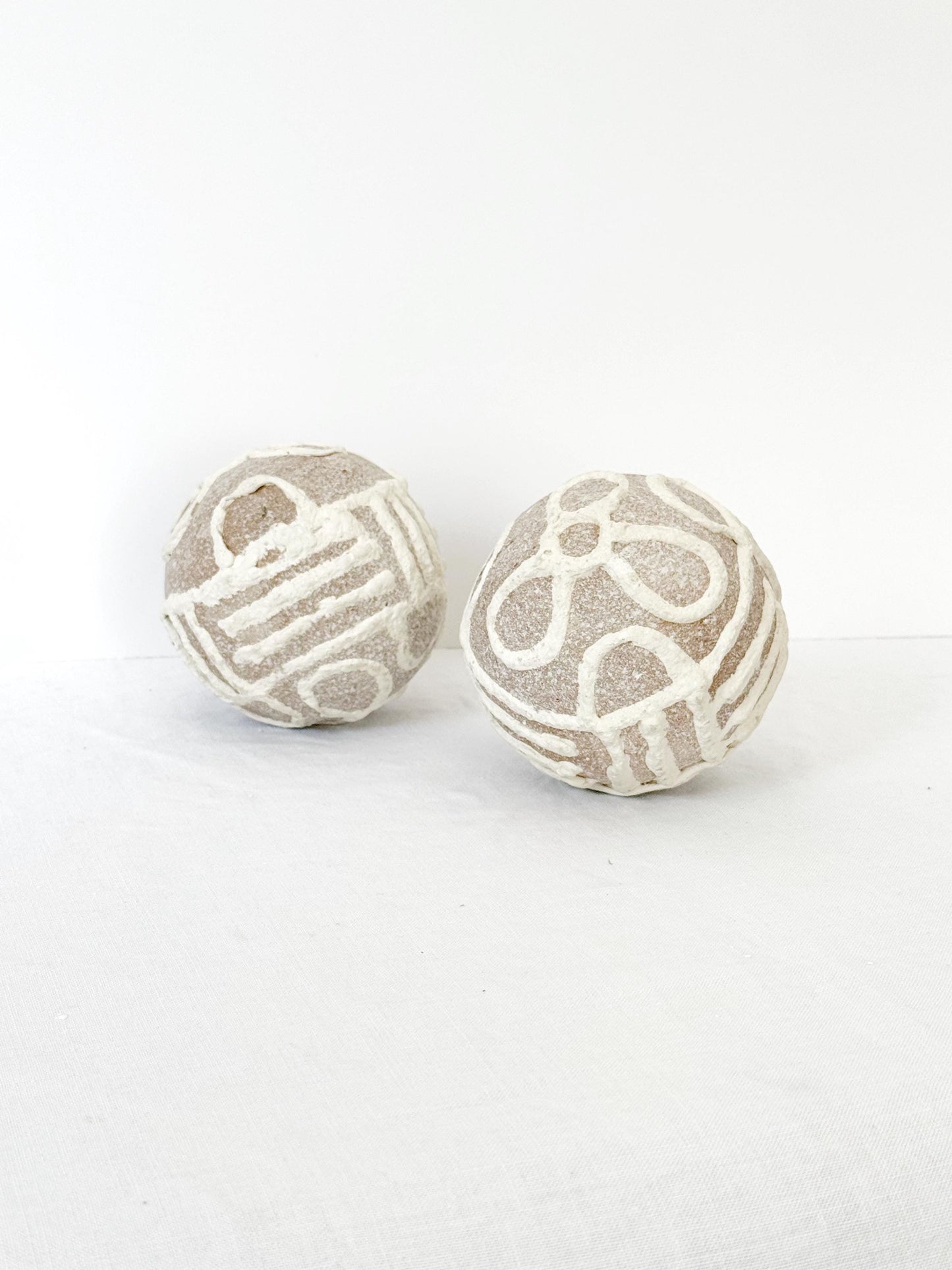 Pair of Decorative Engraved Balls