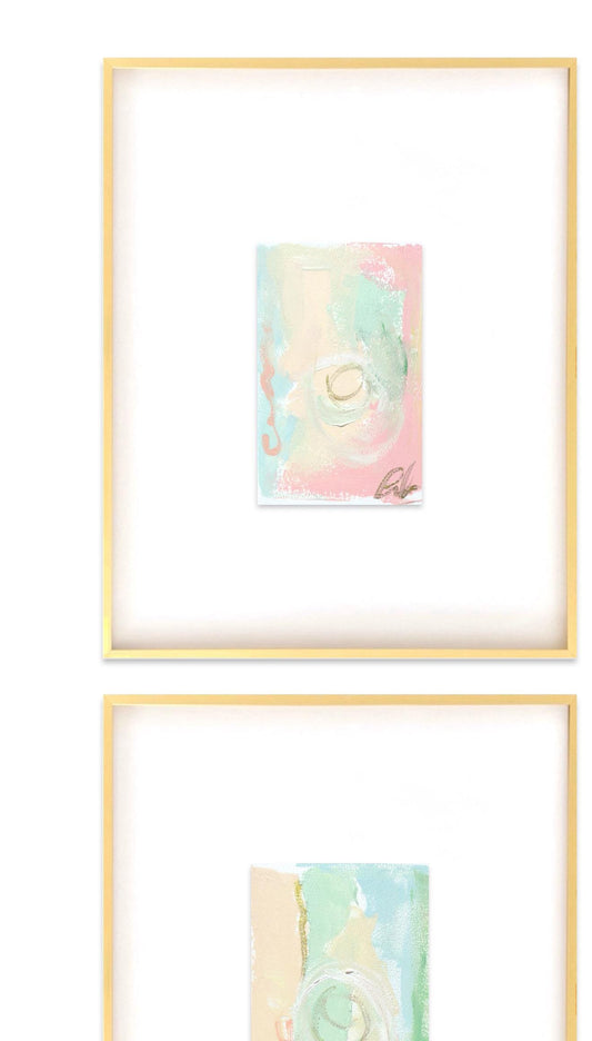 Original Abstract Mixed Media Paintings, Set of 4, Bright Paintings, Size 4x6