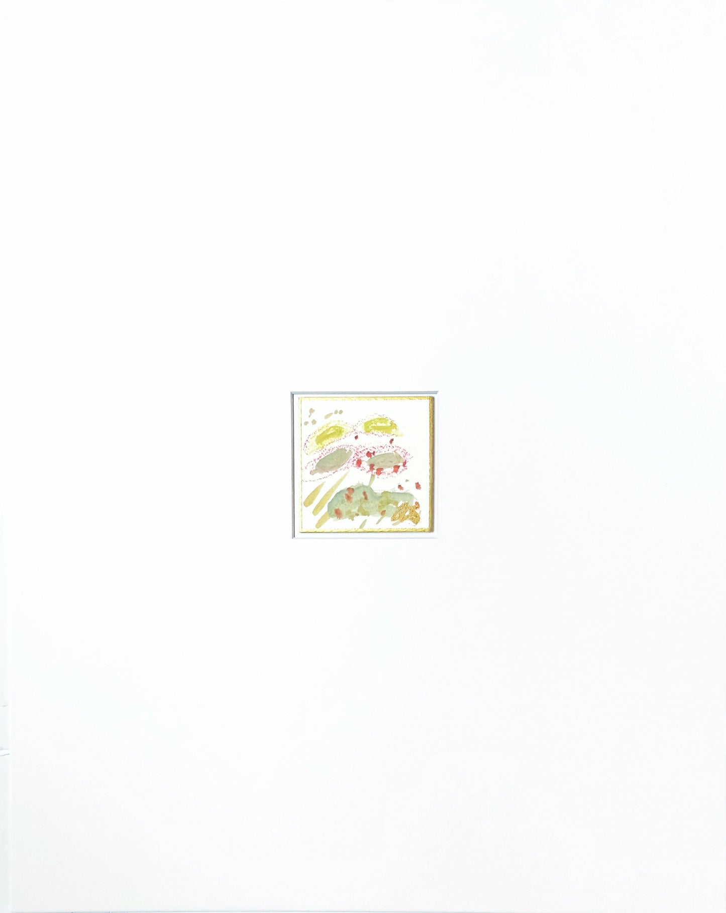 Original Abstract Mixed Media Painting, Framed in 11”x14” Gold Gallery Frame, Small Artwork, Mixed Media Art, Abstract Art, Green, Pink Art