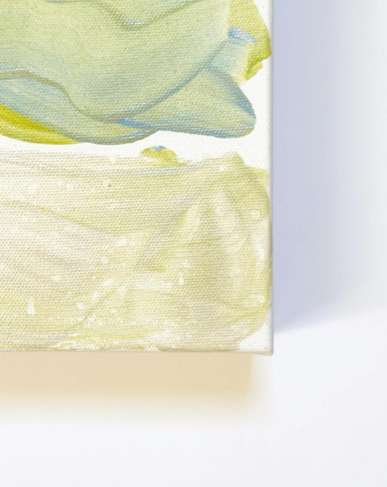 Original Abstract Mixed Media Landscape Painting on Canvas, 4”x4”, Original Art, Abstract Art, Blue, Green Artwork