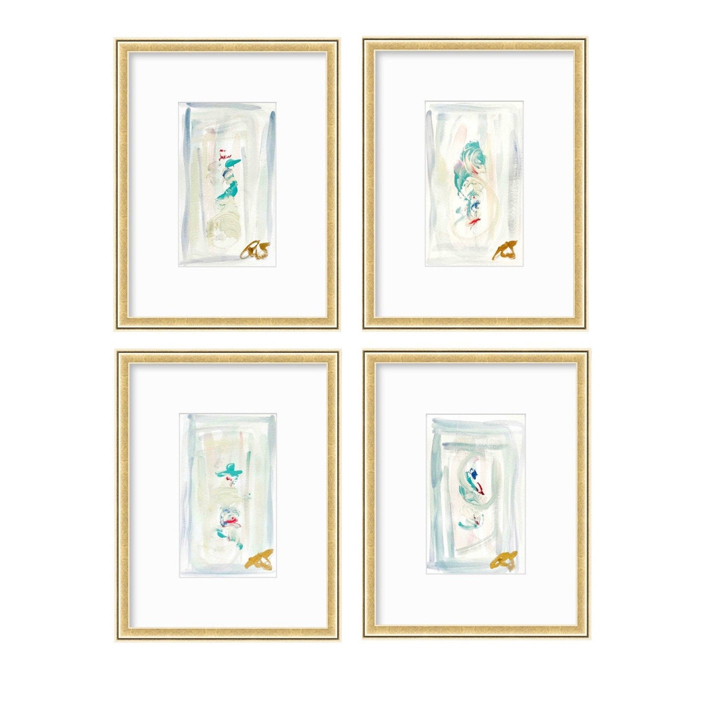 Original Abstract Artwork, Set of 4, Mixed Media, 5" x 7", Original Artwork, Pink Art, Blue Art, Neutral Artwork, Pastel Wall Decor
