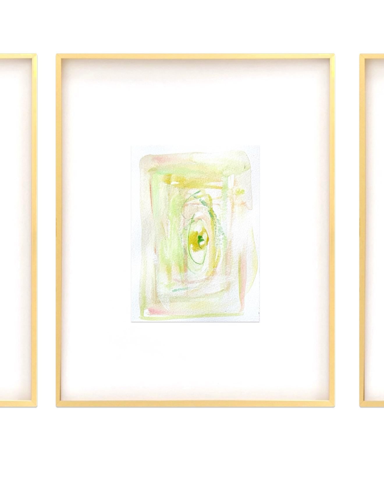 Abstract Watercolor Painting, Set of 3, 5"x7”, Turquoise, Pink, Pastel