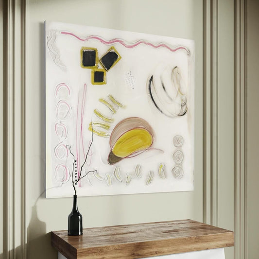 Original Abstract Mixed Media Painting on canvas, Size 36”x36”, White Abstract Painting, Texture Painting on Stretched Canvas