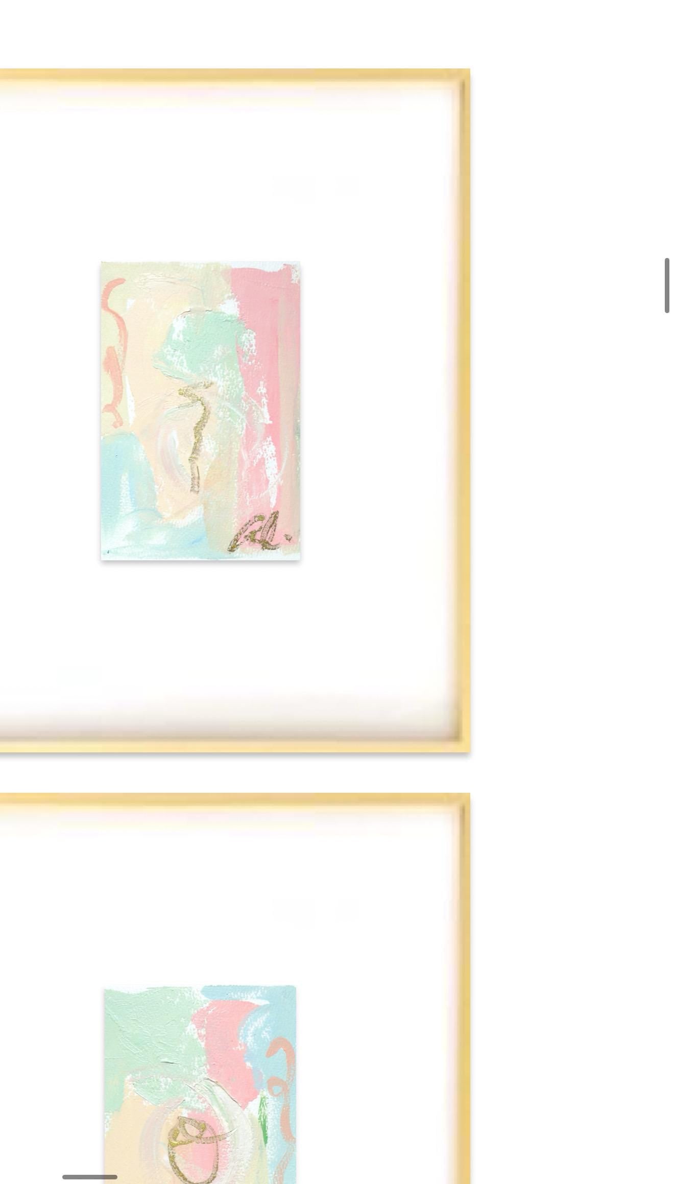 Original Abstract Mixed Media Paintings, Set of 4, Bright Paintings, Size 4x6