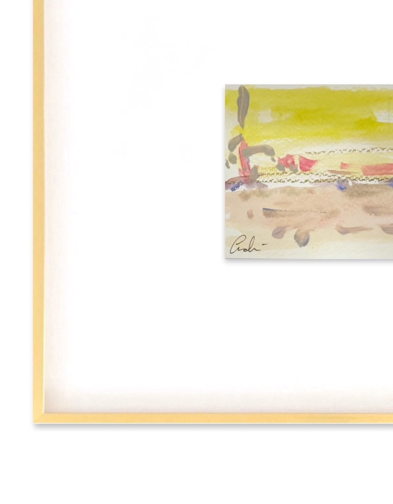 Set of Four Original Abstract Landscape Paintings, Original Artwork, Gallery Wall, Neutral Artwork, Size 4”x6”, Small Abstract Art, Lavender