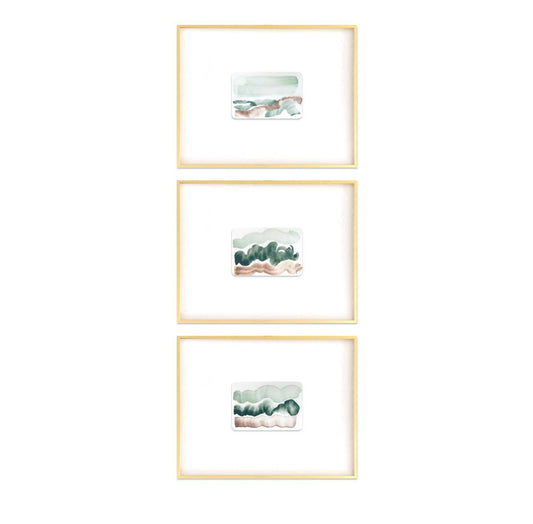 Abstract Watercolor Painting, Set of 3, 5"x7”, White Mat 11”x14”, Abstract Wall Art, Original Watercolor Painting, Pink, Green, Pastel