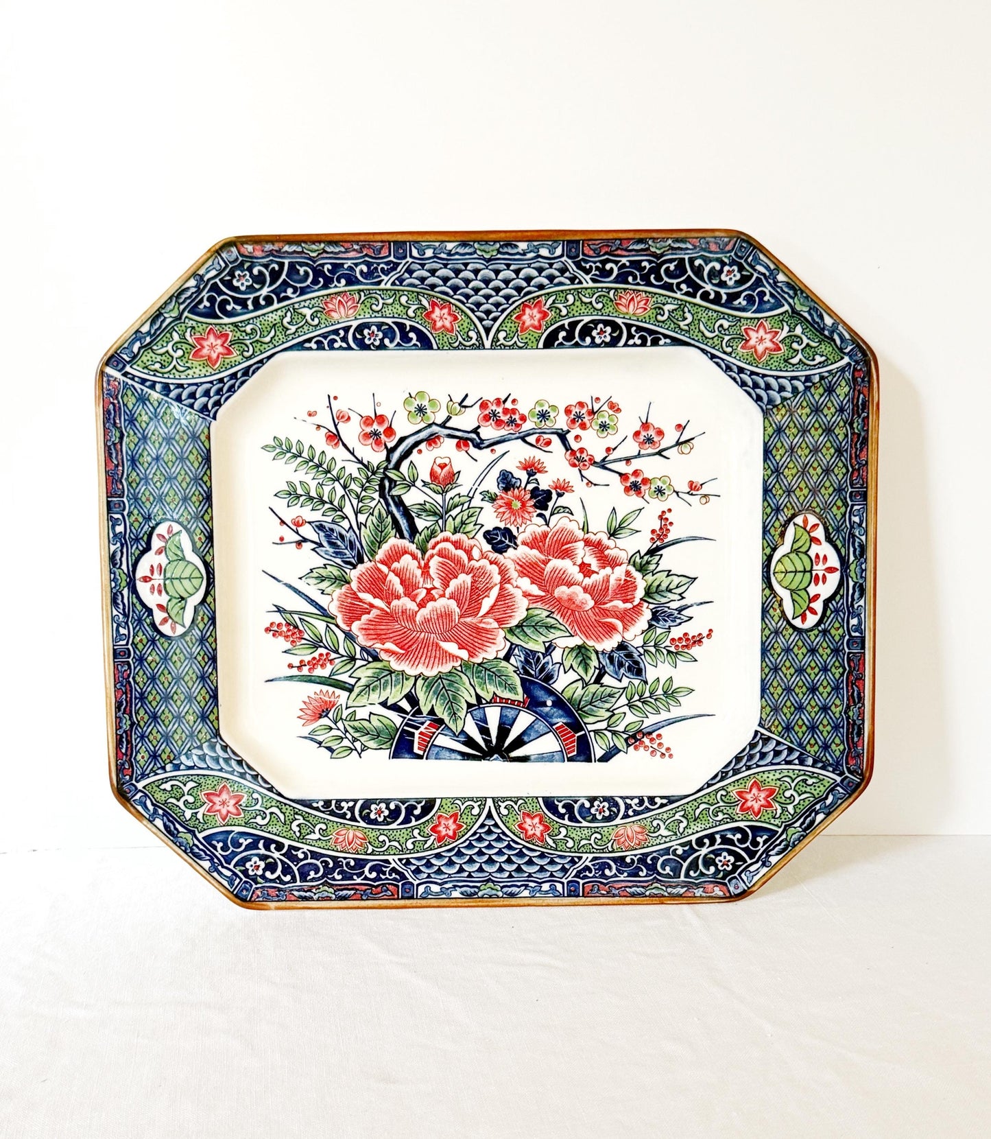 Ornate Japanese Platter, Navy