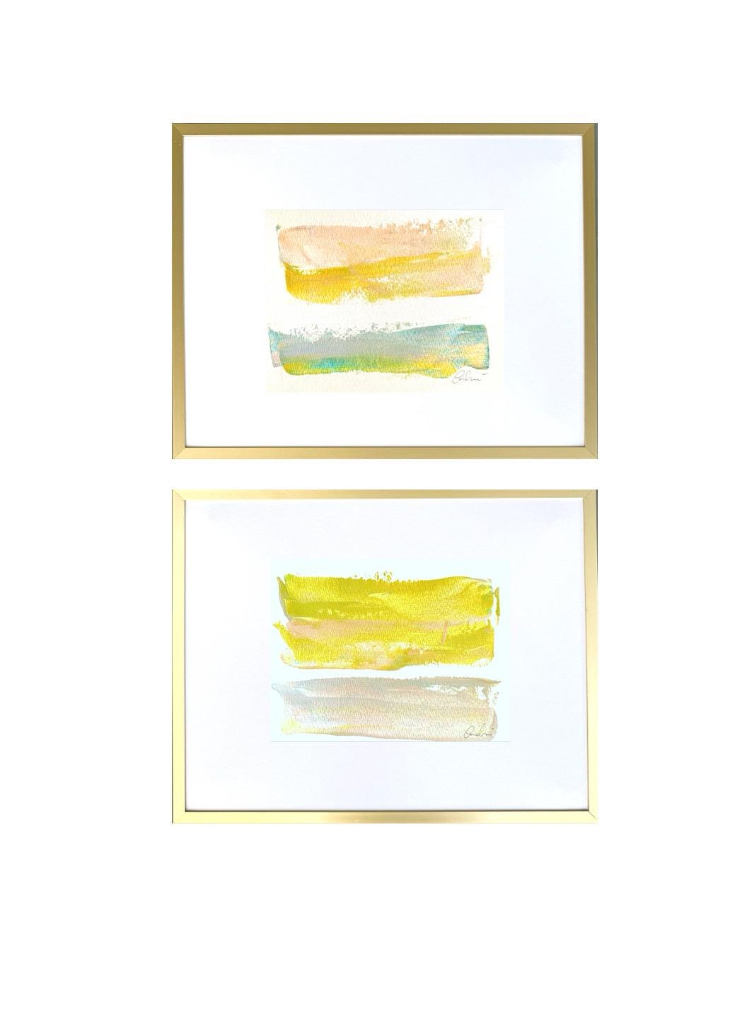 Original Abstract Watercolor Paintings, Set of 2, Abstract Art, Neutral Artwork, Landscape Watercolor Art, Blue, Green, Pink