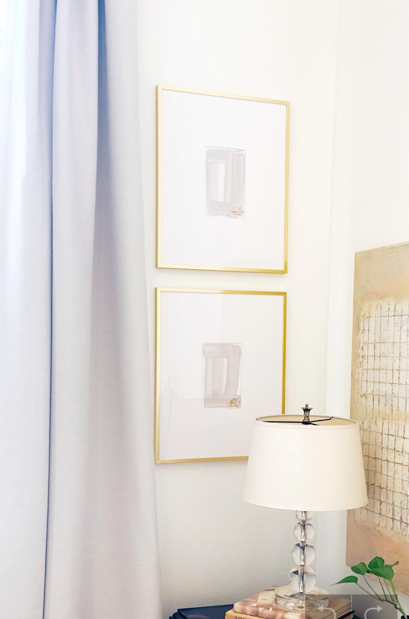 Original Abstract Watercolor Paintings, Set of 2, Abstract Art, Neutral Artwork, Landscape Watercolor Art, Blue, Green, Pink