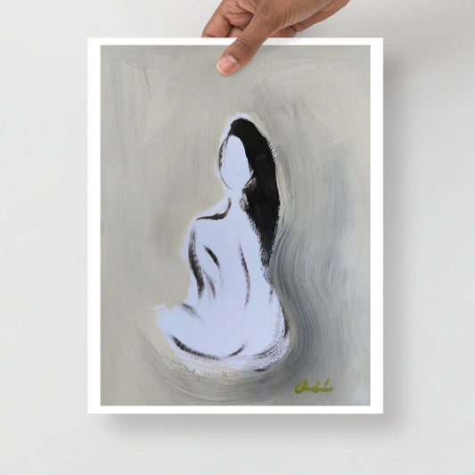 Fine Art Nude Print, Original Abstract Nude Woman Painting Print, Size 8”x10” or 11”x14”, Nude Figure Artwork, Nude Woman Art, Black & White
