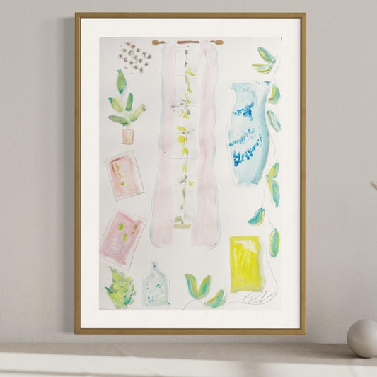 Original Abstract Mixed Media Painting on Paper, Size 24”x30”, Neutral Artwork, Pastel Artwork, Large Artwork, Large Painting