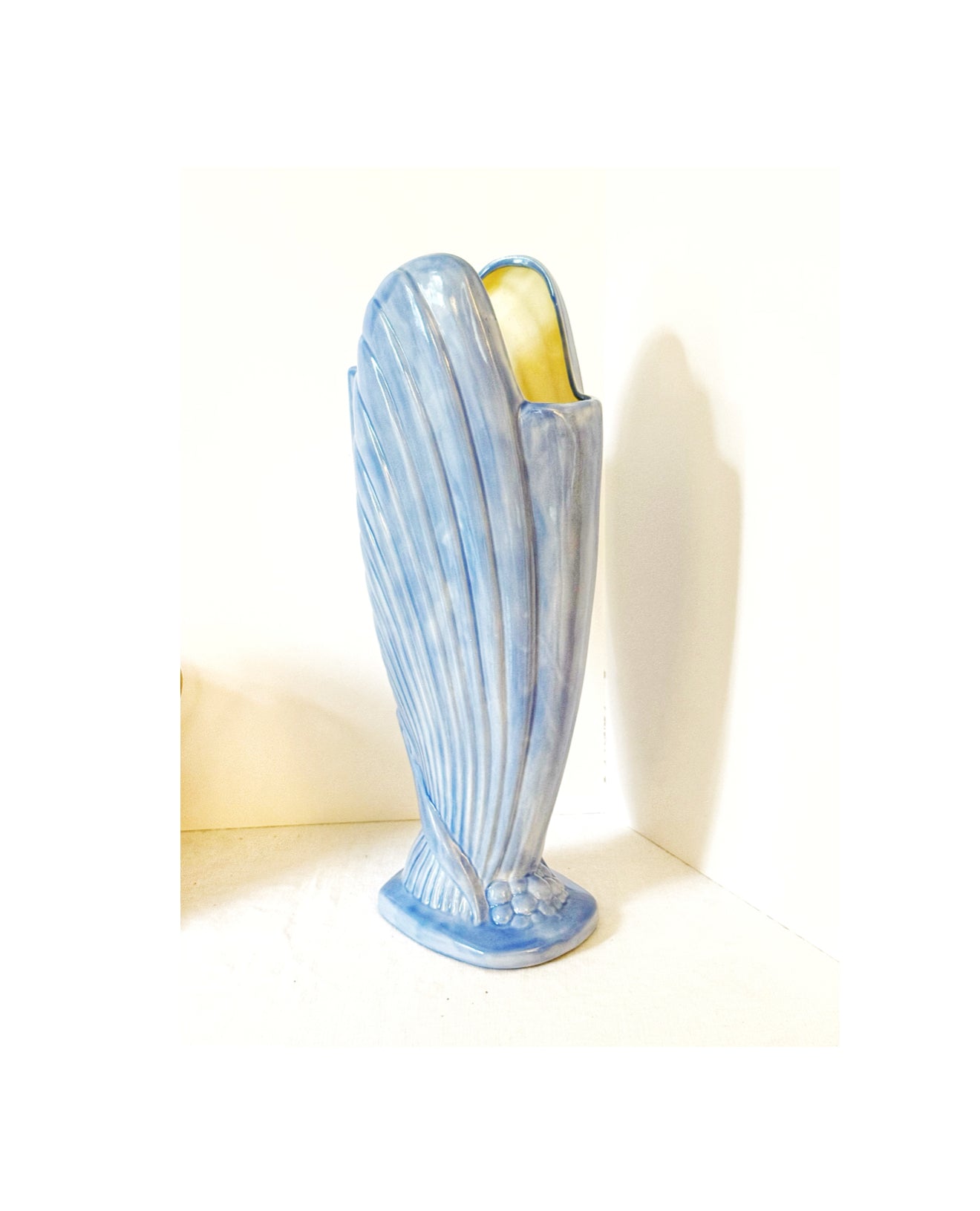 Tall Ceramic Blue Waterfall Vase, Signed