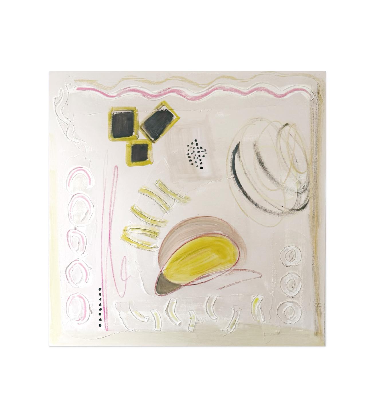 Original Abstract Mixed Media Painting on canvas, Size 36”x36”, White Abstract Painting, Texture Painting on Stretched Canvas