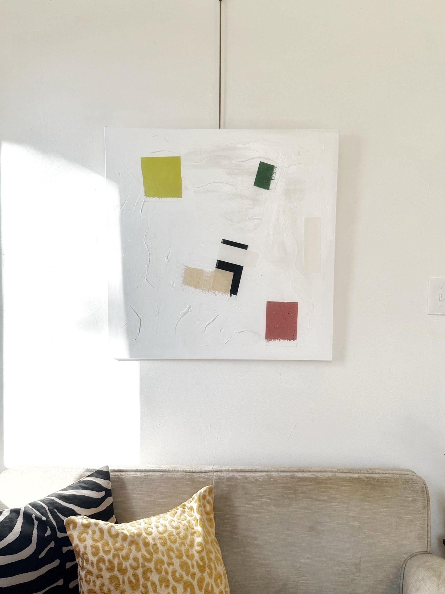 Original Abstract Mixed Media Painting on canvas, Size 24”x30”, White Abstract Painting, Texture Painting on Stretched Canvas