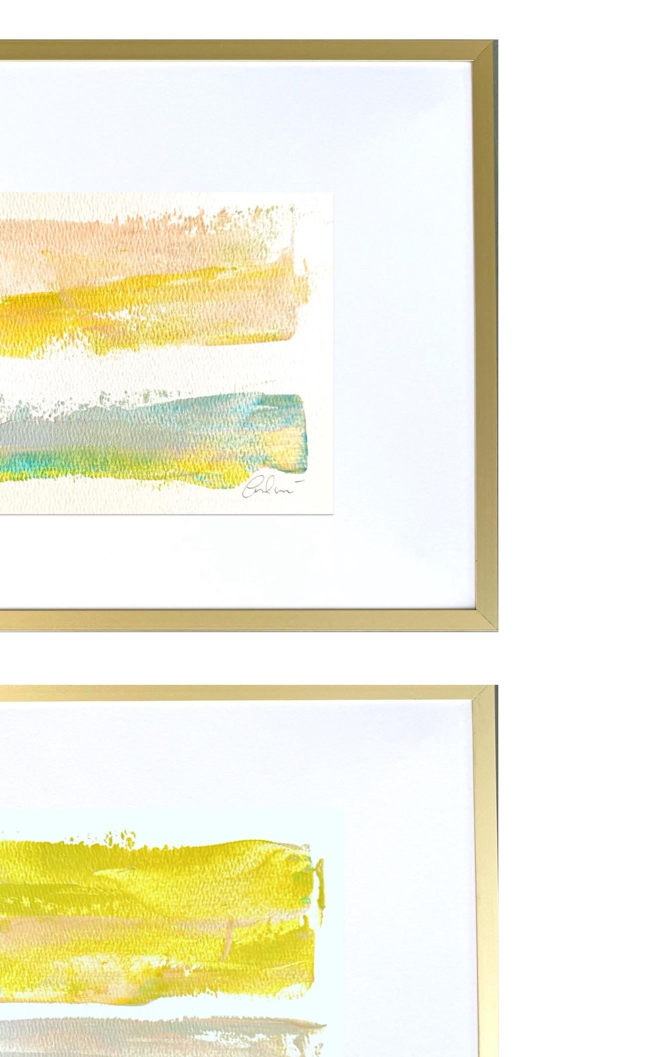 Original Abstract Watercolor Paintings, Set of 2, Abstract Art, Neutral Artwork, Landscape Watercolor Art, Blue, Green, Pink
