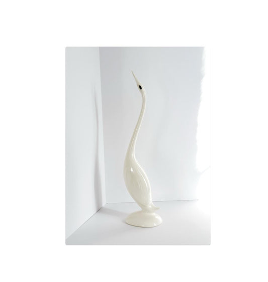 Hand-Painted Porcelain Swan Sculpture