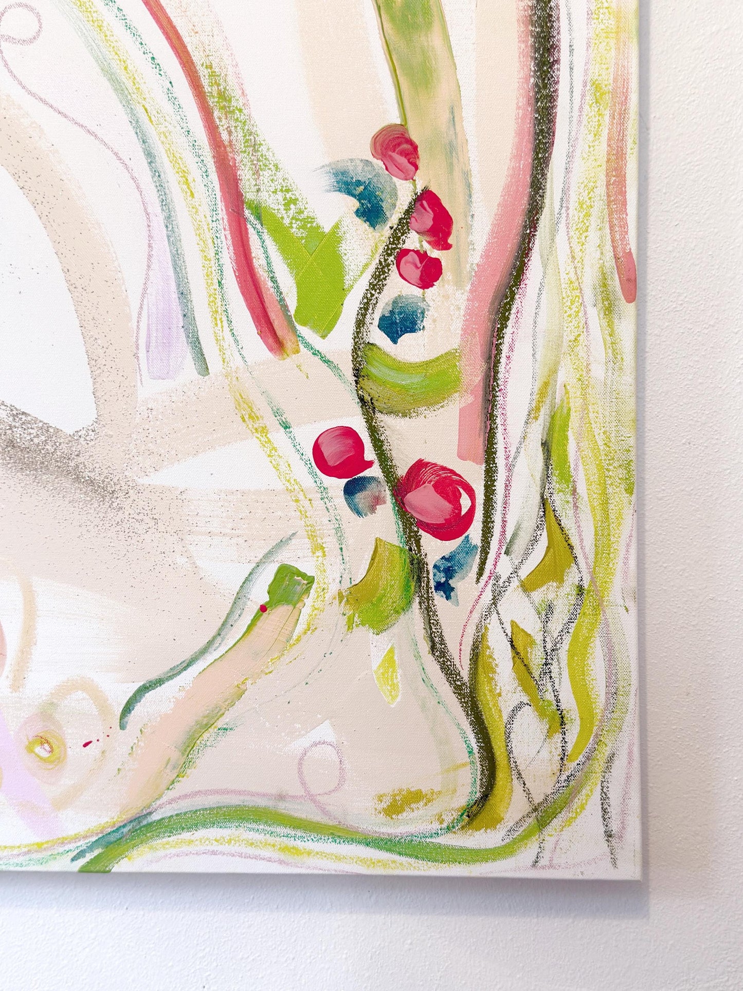 Original Abstract Mixed Media Painting on Canvas, Garden of Eden, Pink, Green, Neutral Artwork, Abstract Art, Original Abstract Artwork