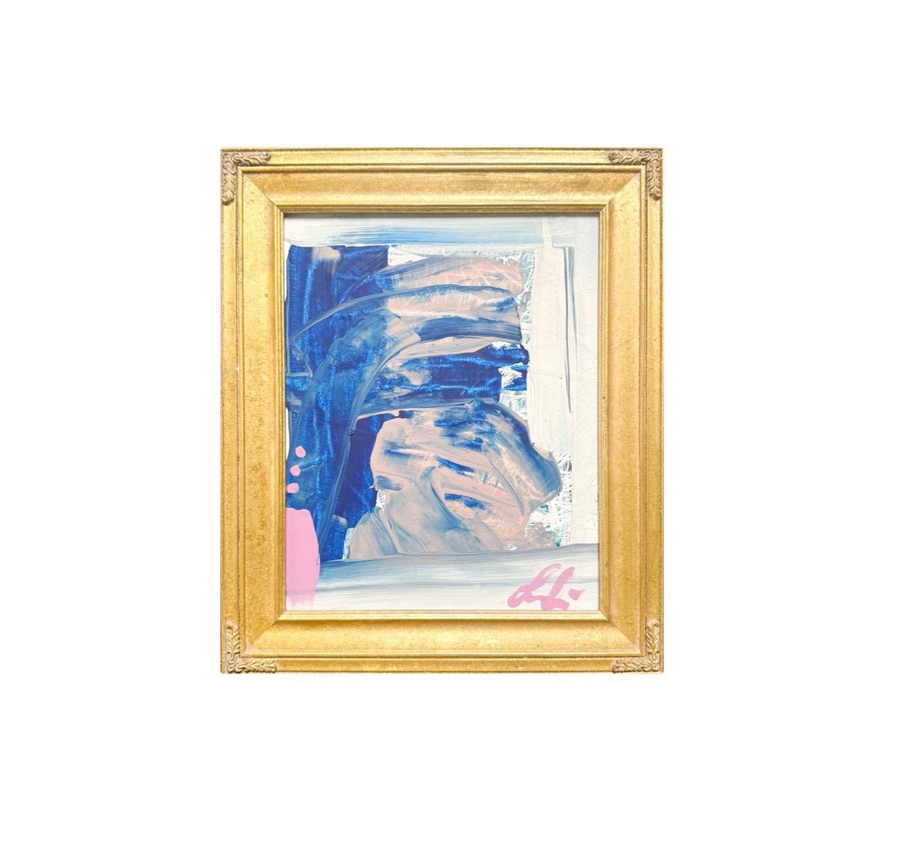 Original Abstract Mixed Media Painting, Framed in 8”x10” Vintage Gold-Leafed Frame, Abstract Wall Art, Framed Abstract Art, Small Framed Art