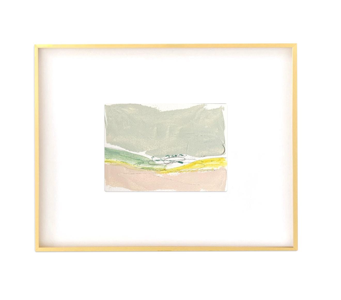 Original Abstract Mixed-Media Painting, Size 4”x6”, Coastal Art