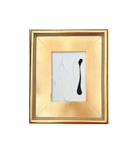 Original Abstract Mixed Media Painting on Canvas Panel, Framed in Gold-Leaf Wooden Frame, Original Abstract Art, Black and White, Texture