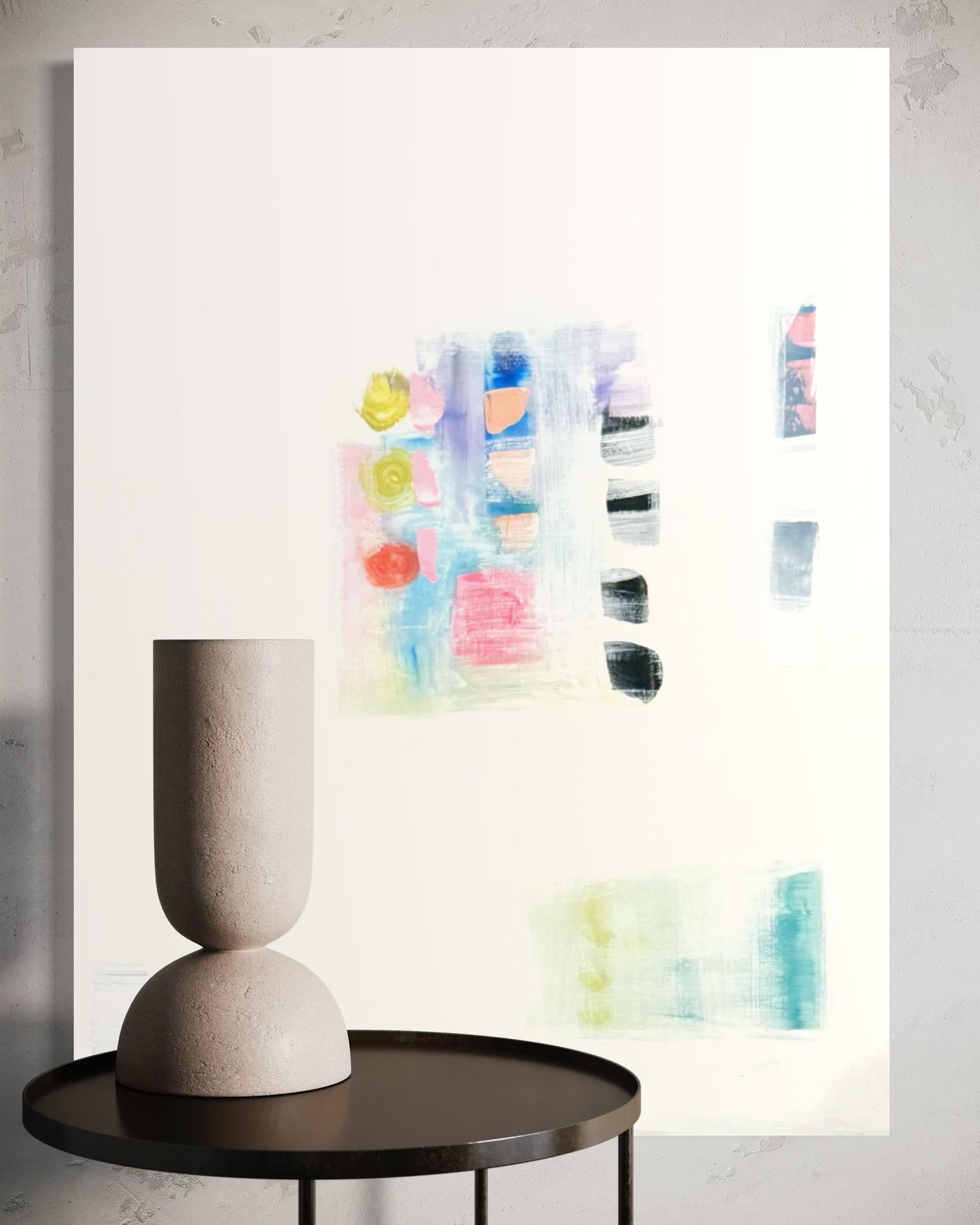 Original Abstract Mixed Media Painting on canvas, Size 30”x40”, White Abstract Painting, Texture Painting on Stretched Canvas