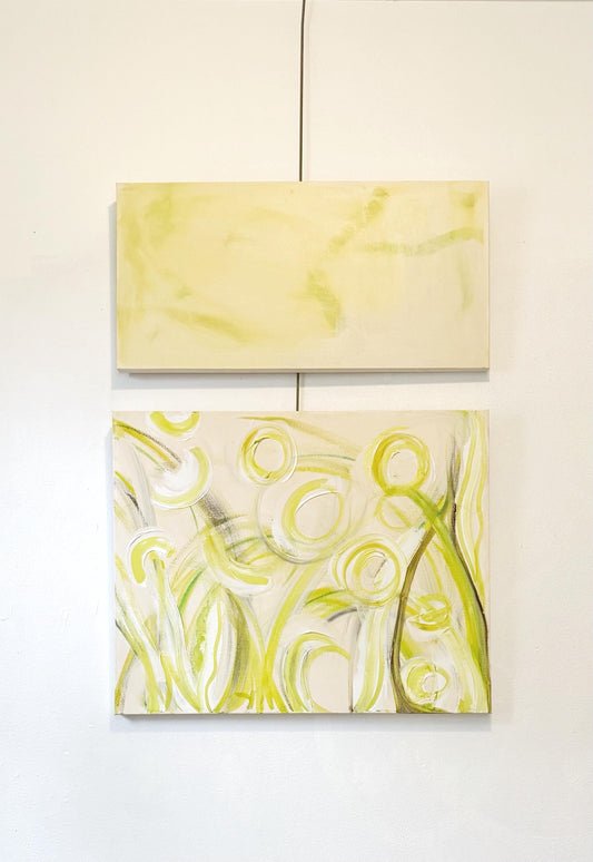 Original Abstract Mixed Media Painting on Canvas, Firmament, Pink, Green, Neutral Artwork, Abstract Art, Original Abstract Artwork