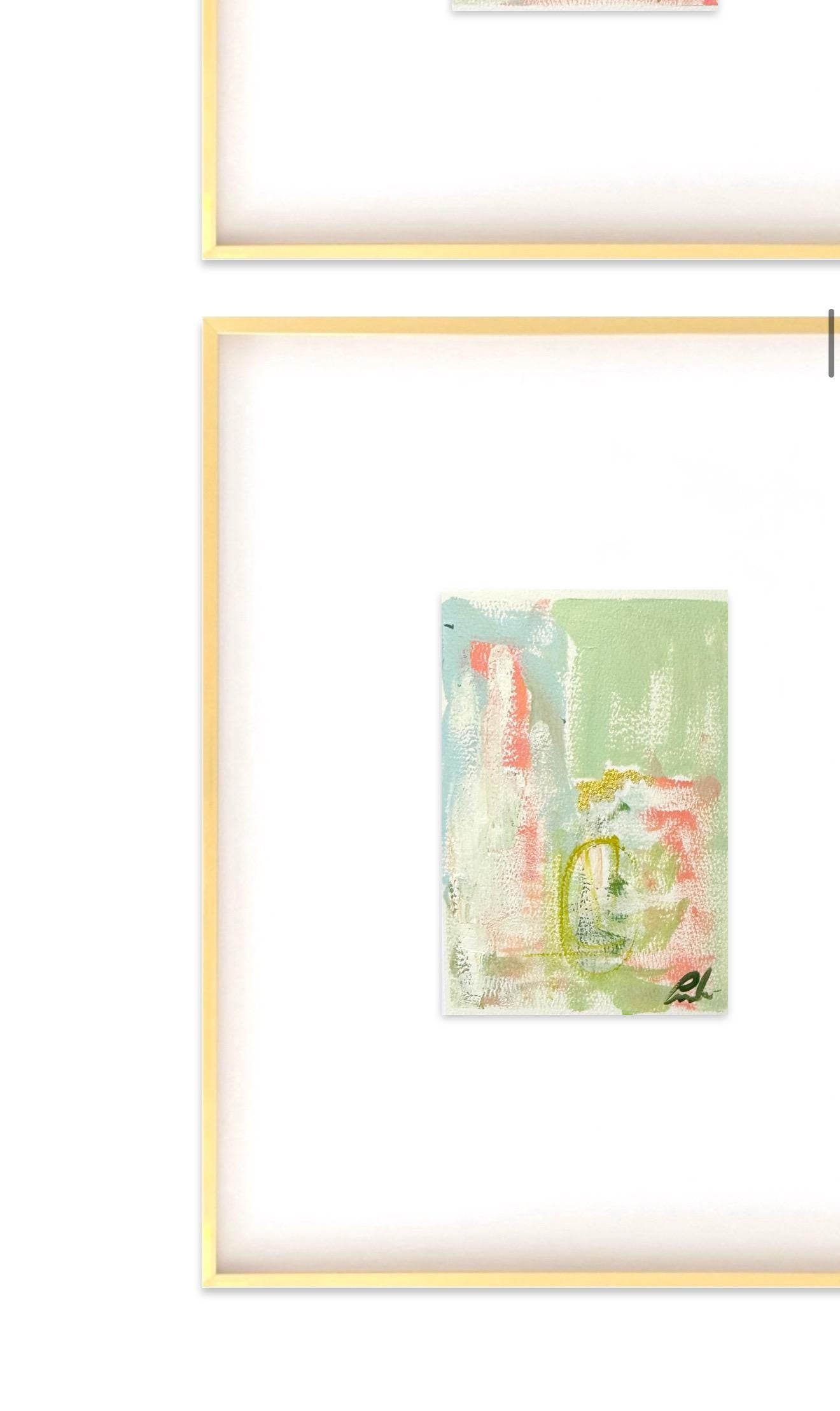 Original Abstract Mixed Media Paintings, Set of 4, Bright Paintings, Size 4x6