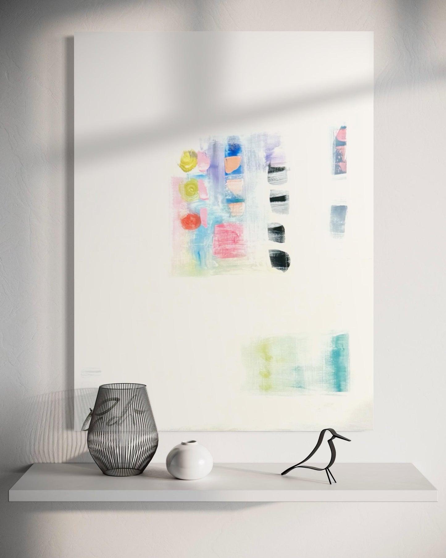 Original Abstract Mixed Media Painting on canvas, Size 30”x40”, White Abstract Painting, Texture Painting on Stretched Canvas