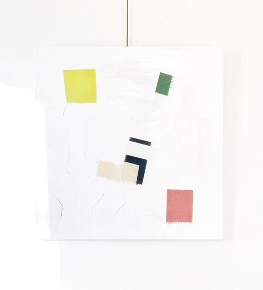 Original Abstract Mixed Media Painting on canvas, Size 24”x30”, White Abstract Painting, Texture Painting on Stretched Canvas