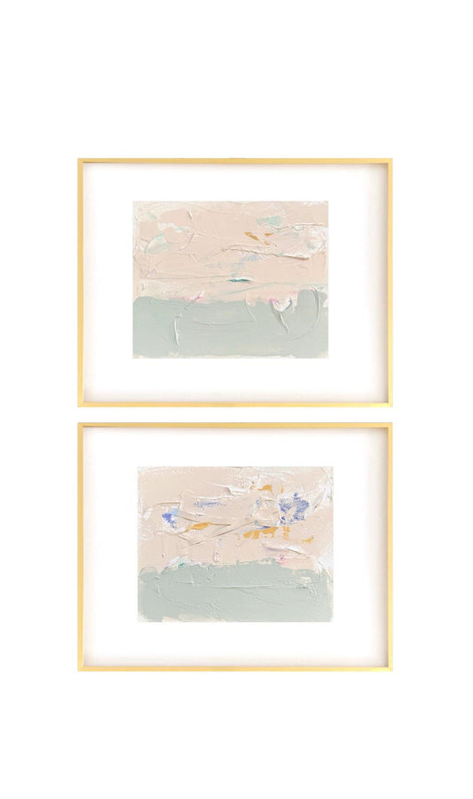 Original Abstract Mixed Media Painting, Set of 2, Abstract Wall Art, 5”x7” (Mat size 11”x14”), Neutral Artwork, Artwork for Interior Design