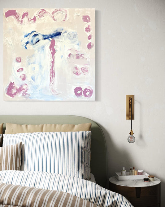 Original Abstract Mixed Media Painting on canvas, Size 36”x36”, White Abstract Painting, Texture Painting on Stretched Canvas