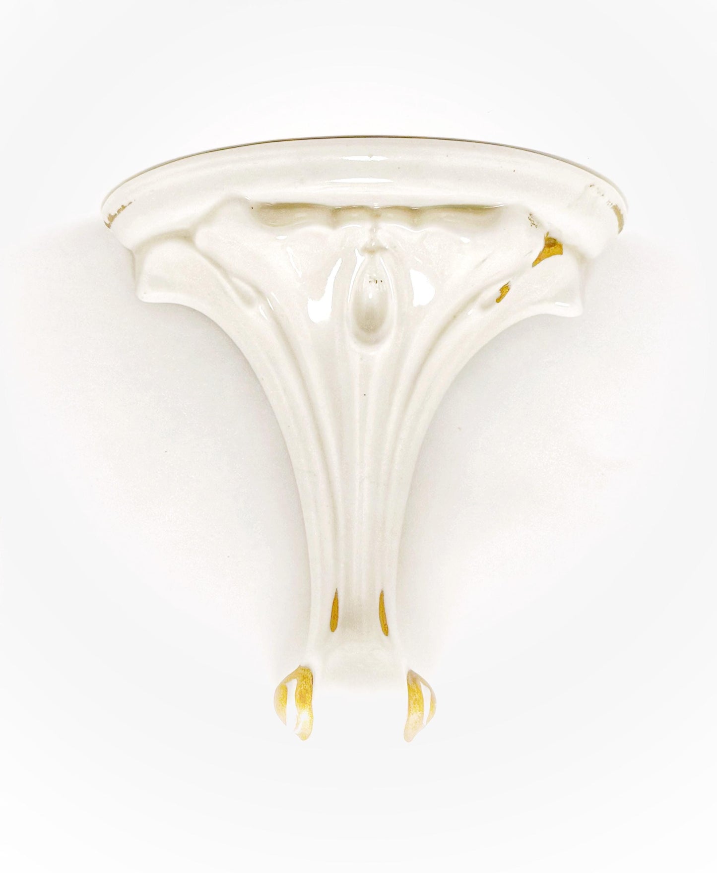 Vintage White and Gold Porcelain Sconce