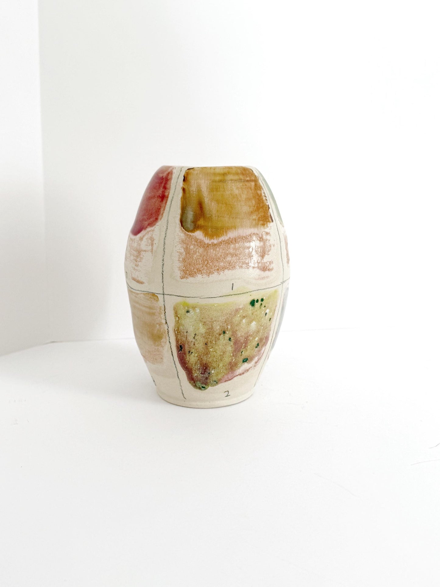 Handpainted Clay Multicolor Vase