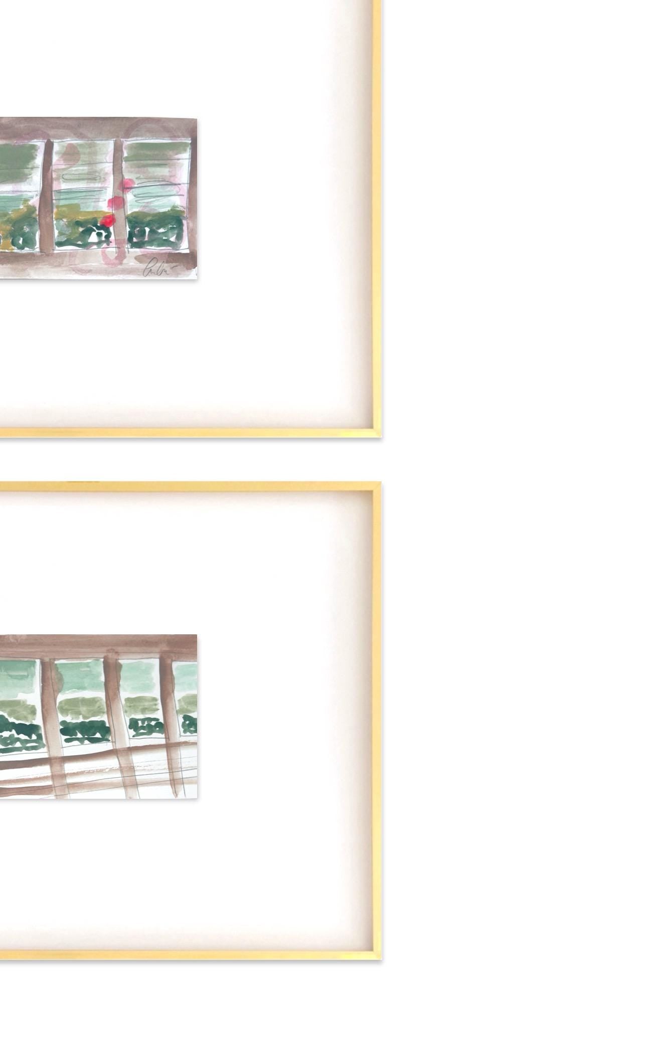 Abstract Watercolor Painting, Set of 3, 5"x7”, White Mat 11”x14”, Abstract Wall Art, Original Watercolor Painting, Pink, Green, Pastel