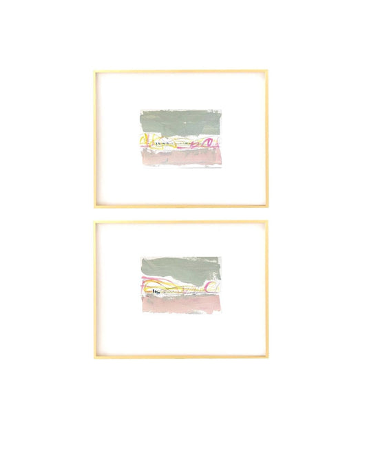 Original Abstract Watercolor Paintings, Set of 2, Abstract Art, Neutral Artwork, Landscape Watercolor Art, Blue, Green, Pink