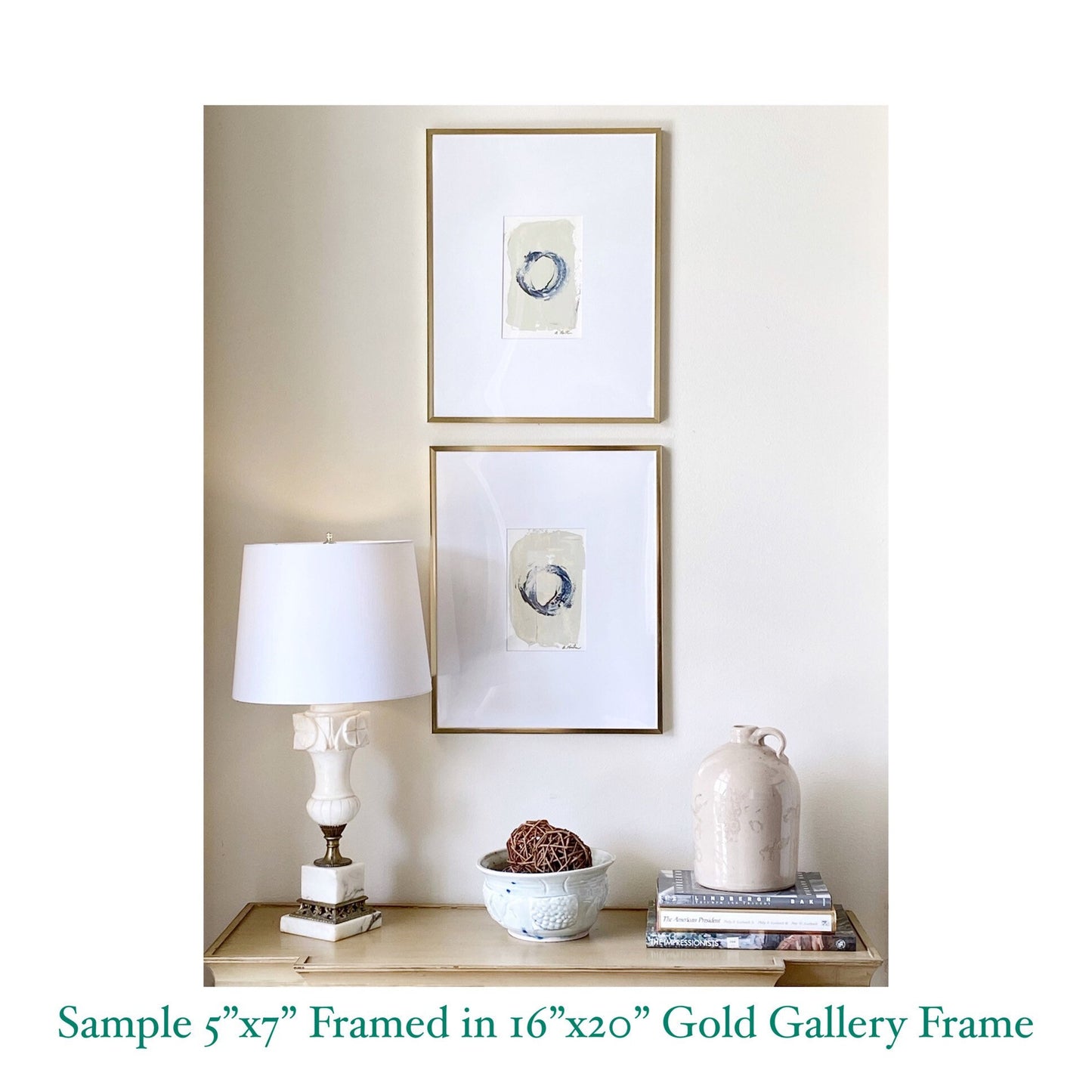 Abstract Watercolor Painting, Set of 2, 5x7, White Mat, Original Artwork, Yellow, Grey, White, Pastel Artwork, Neutral Art, Landscape