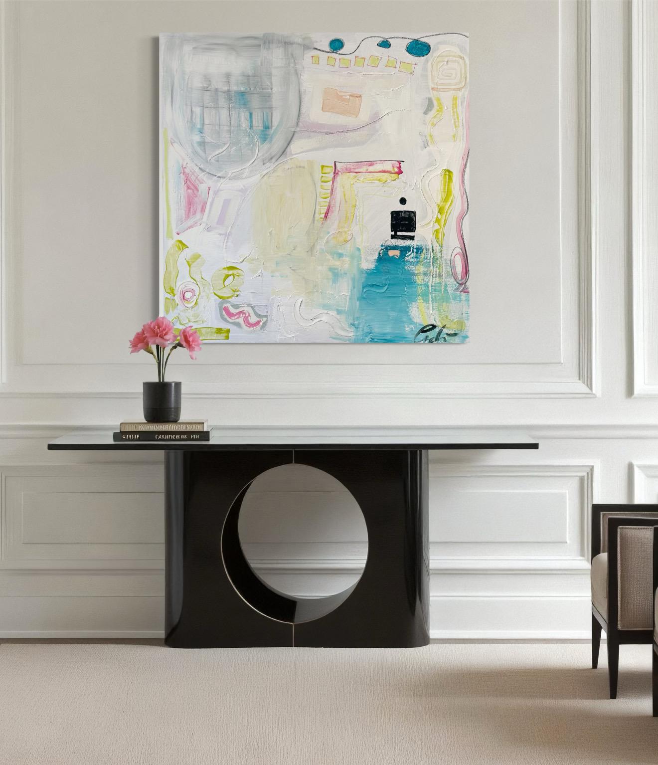 Original Abstract Mixed Media Painting on canvas, Size 36”x36”, White Abstract Painting, Texture Painting on Stretched Canvas