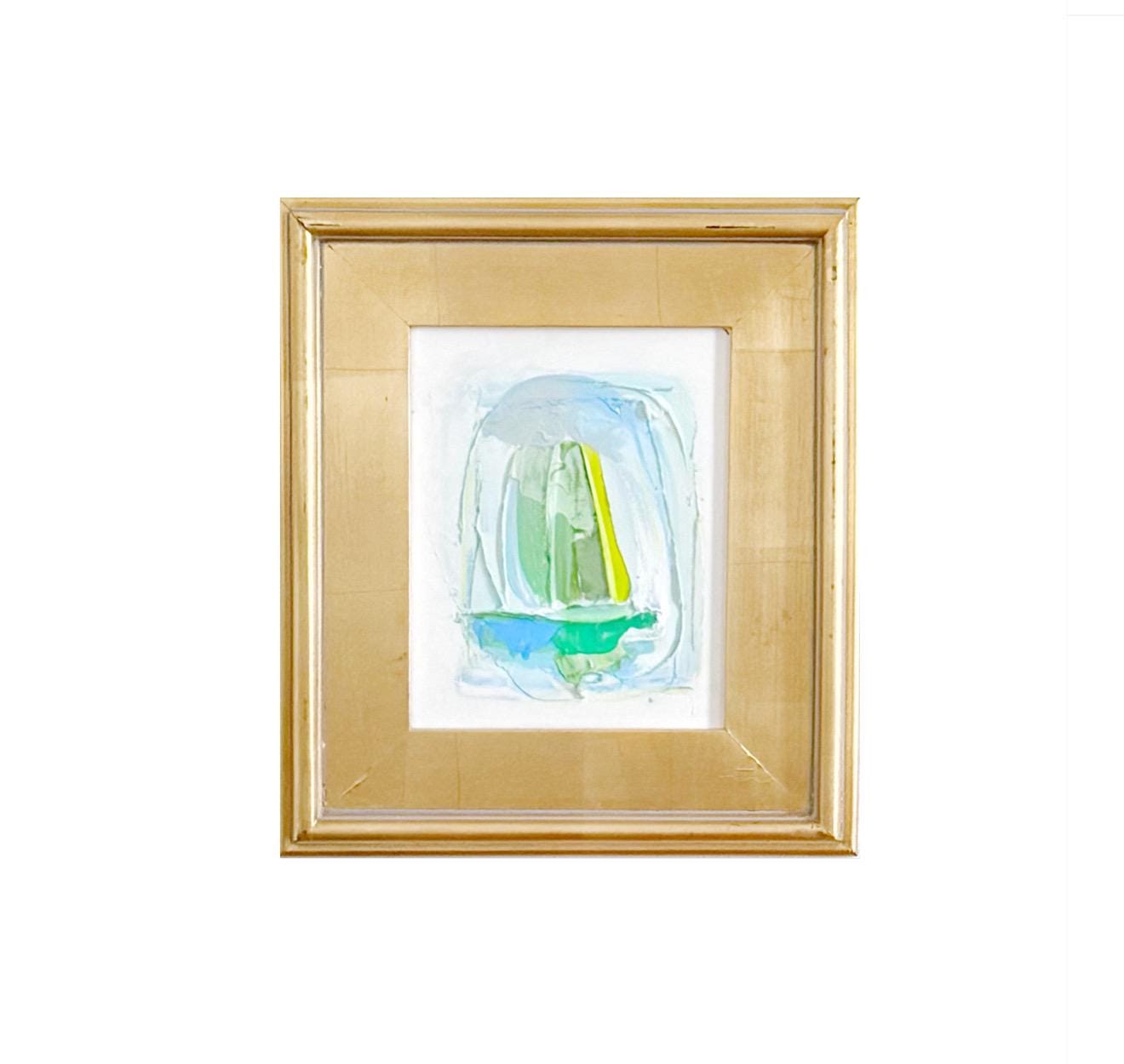 Framed Original Abstract Artwork, Mixed Media Texture Painting (8”x10”) on Canvas, Gold Frame, Neutral Wall Art, Minimal Art, Blue Art