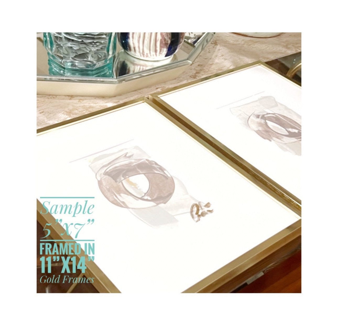 Abstract Watercolor Painting, Set of 3, 5"x7”, White Mat 11”x14”, Abstract Wall Art, Original Watercolor Painting, Pink, Green, Pastel