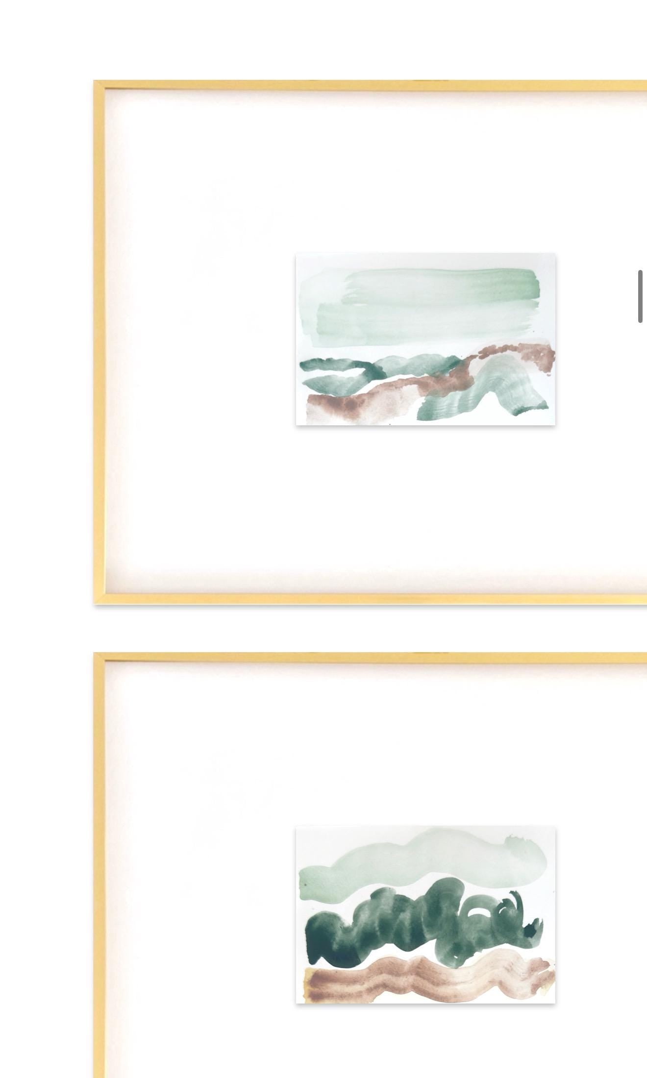 Abstract Watercolor Painting, Set of 3, 5"x7”, White Mat 11”x14”, Abstract Wall Art, Original Watercolor Painting, Pink, Green, Pastel