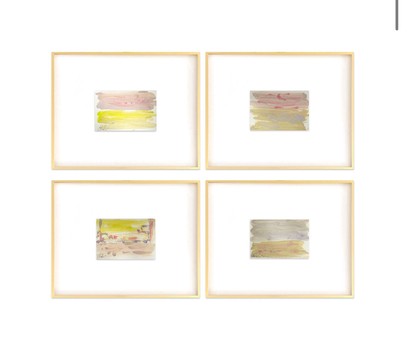 Set of Four Original Abstract Landscape Paintings, Original Artwork, Gallery Wall, Neutral Artwork, Size 4”x6”, Small Abstract Art, Lavender