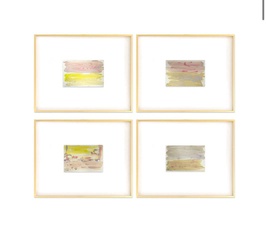 Set of Four Original Abstract Landscape Paintings, Original Artwork, Gallery Wall, Neutral Artwork, Size 4”x6”, Small Abstract Art, Lavender