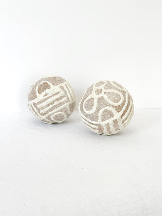 Pair of Decorative Engraved Balls