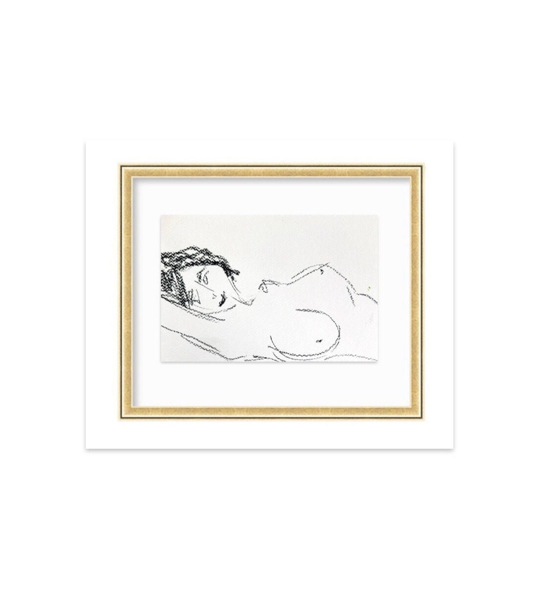 Female Nude Figure Painting, Mixed Media on Paper, Size 9”x12", Nude Woman Silhouette, Minimalist Artwork, Black & White Nude