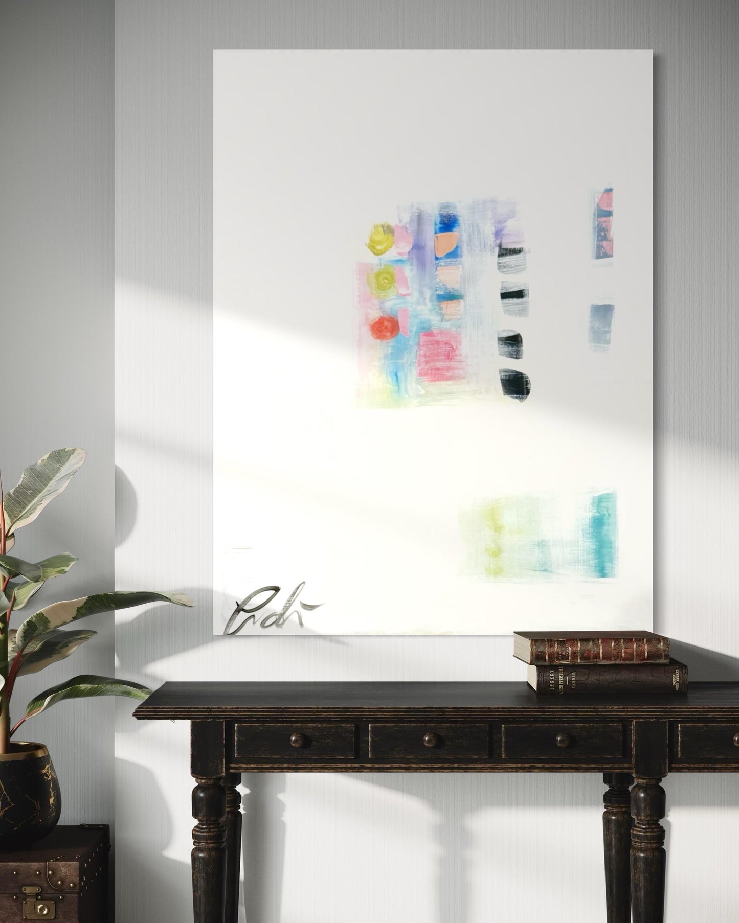 Original Abstract Mixed Media Painting on canvas, Size 30”x40”, White Abstract Painting, Texture Painting on Stretched Canvas