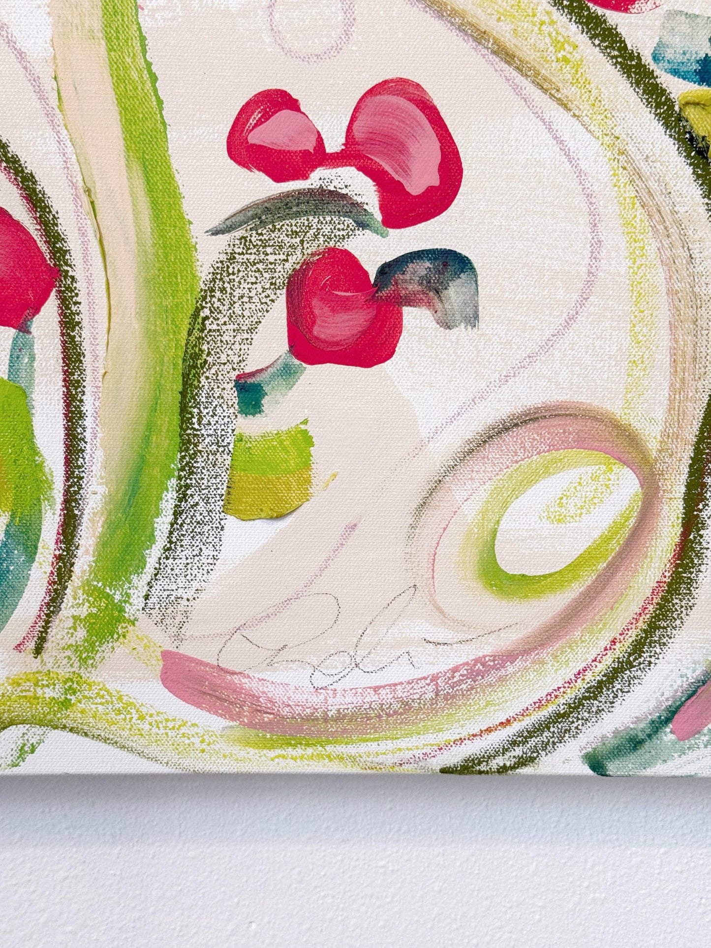 Original Abstract Mixed Media Painting on Canvas, Garden of Eden, Pink, Green, Neutral Artwork, Abstract Art, Original Abstract Artwork